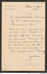 k.k. naturhistorisches Hofmuseum, Intendanzakten 1885-1896 (Hauer), Aktenzahl Z.247/1888, Seite 1